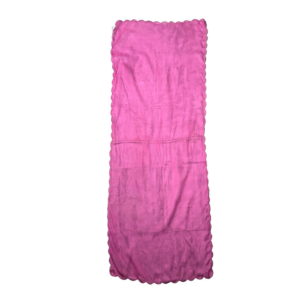 Vintage Rectangle Chiffon Scarf Bright‎ Pink Sheer Made In Japan 44"x16" READ